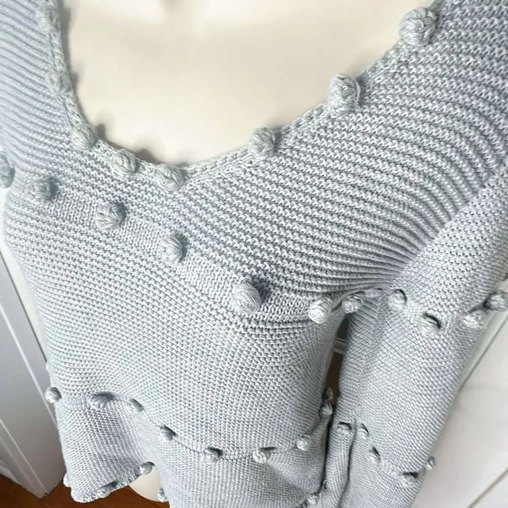 Storia Bobble Pom Pom Sweater Gray Size Medium - Picture 3 of 6